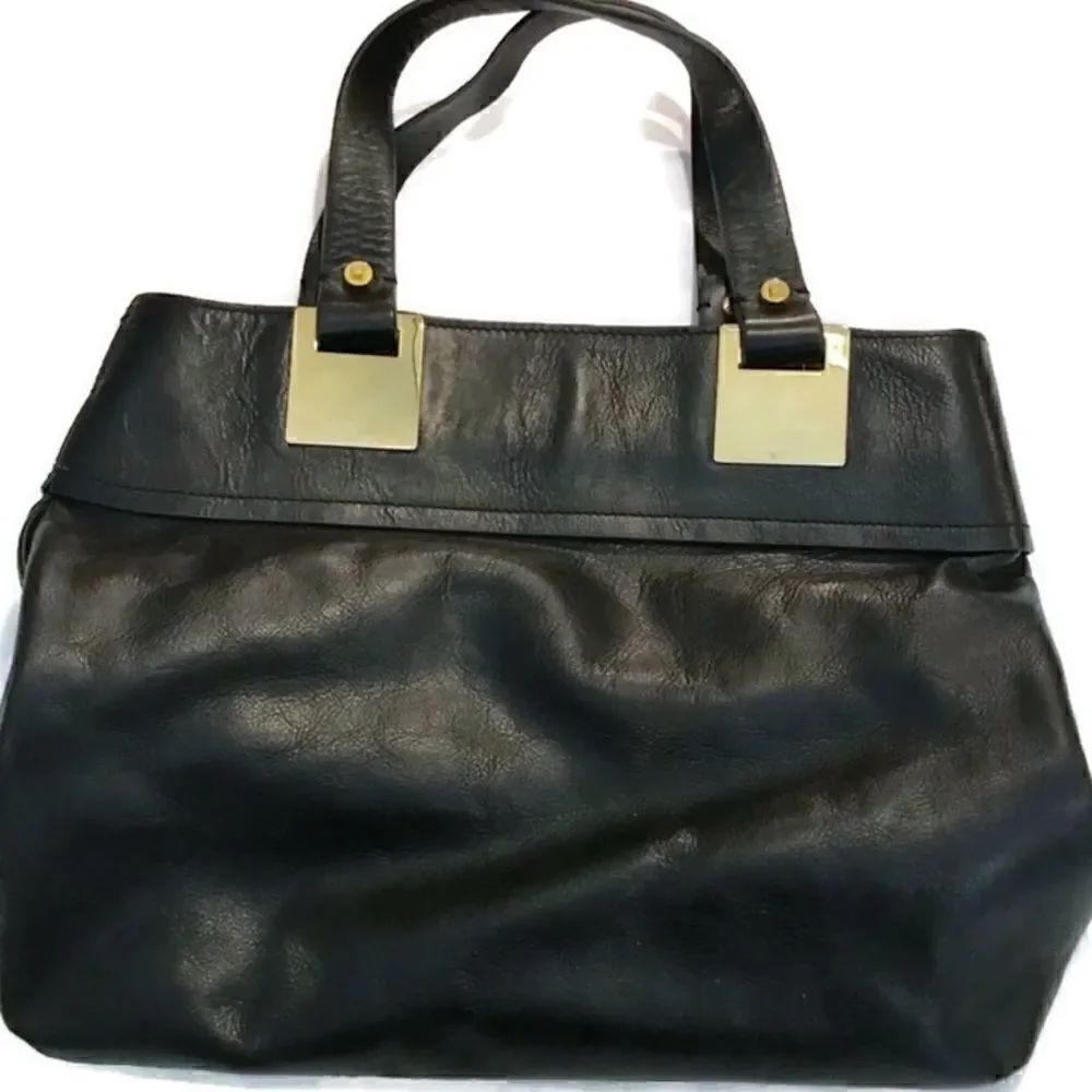 Ellen Tracy 100% Leather Bag In Black